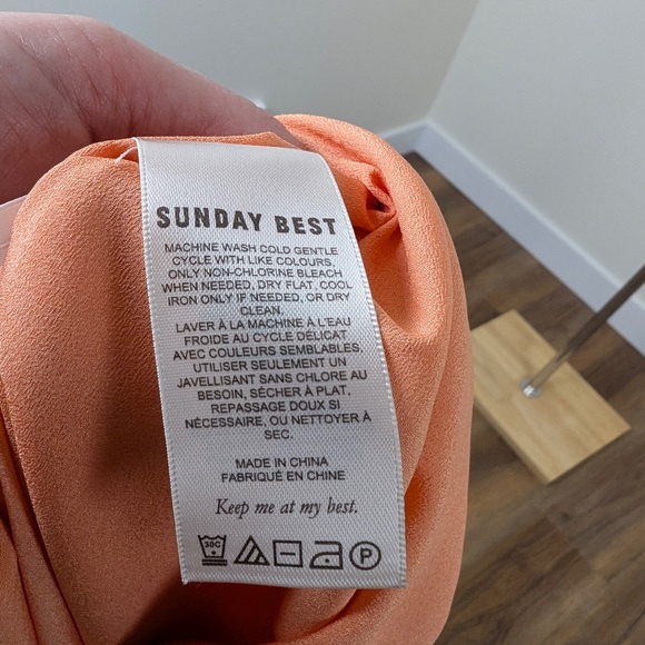 Sunday Best Tatiana Peach Orange Mini Skirt Slit Crepe Short Fitted Tight - Picture 6 of 7